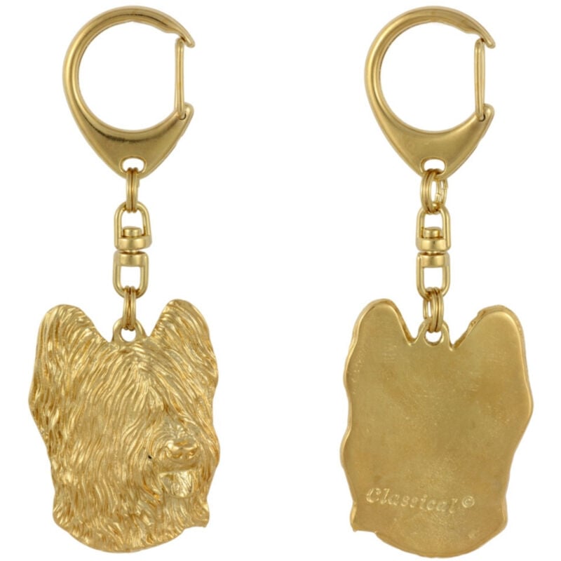 Berger Français Briard, Berger de Brie - porte-clés chien plaqué or, décoration de sac, accessoire de luxe par Art-Dog