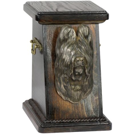 Berger Français Briard, Berger de Brie - Urne pour cendres de chien, urne élégante avec statuette, urne commémorative avec buste de chien par Art-Dog