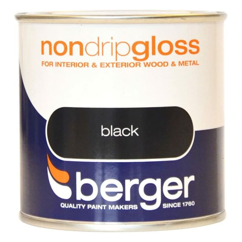 Non Drip Gloss Black Paint - 250ml - Berger