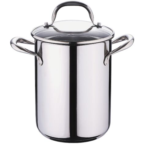 BERGNER Gourmet  Pentola da Cucina per Pasta  Coperchio di Vetro, Scolapasta e Capacità di 4,2L  Acciaio Inox  Molto Resistente, Pulizia Facile e Per Tutti i Piani Cottura