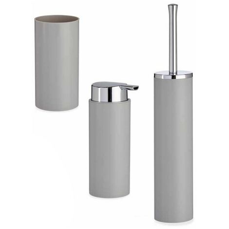 Berilo Set da bagno moderno grigio plastica 3 pezzi