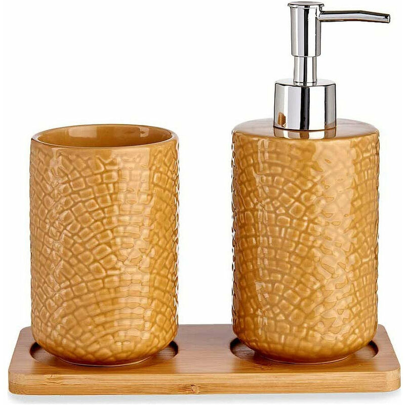 

Set de Baño Cuadrados Cerámica Bambú Camel (3 pcs)