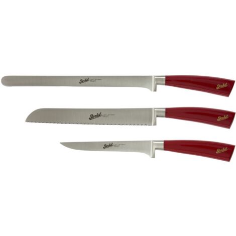 Berkel Elegance Coltello da Cucina Rosso Set da Prosciutto 3 Pezzi