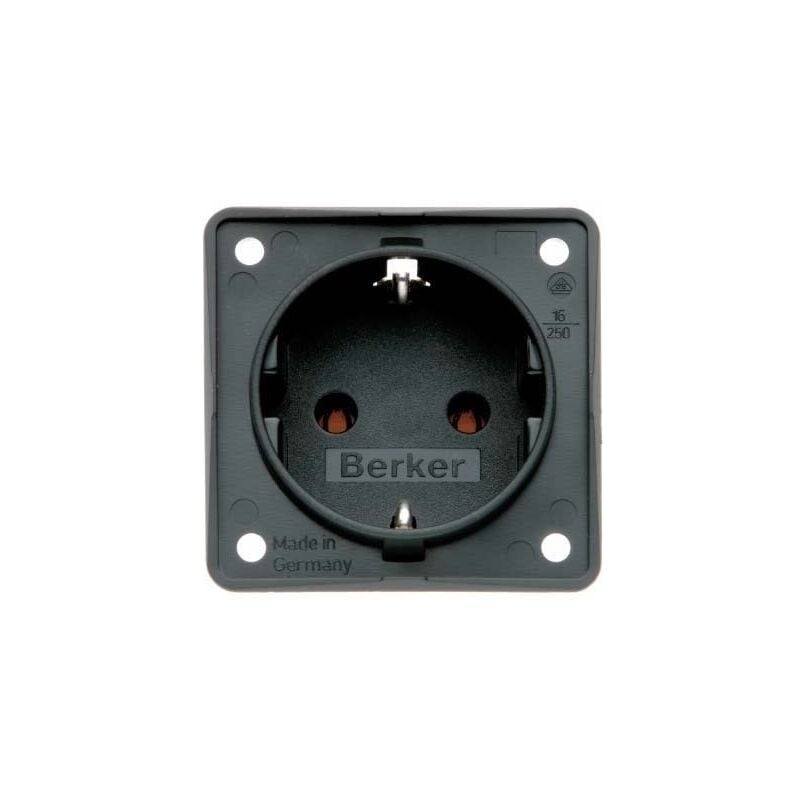 Berker - 0947782503 steckdose schuko integro einsätze schwarz, matt