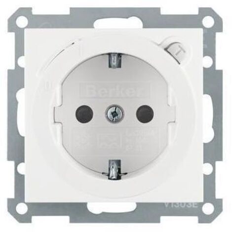 Berker 47088989 Steckdose SCHUKO mit FI-Schutzschalter u. erh.BS S.1/B.3/B.7 polarweiß, glänzend