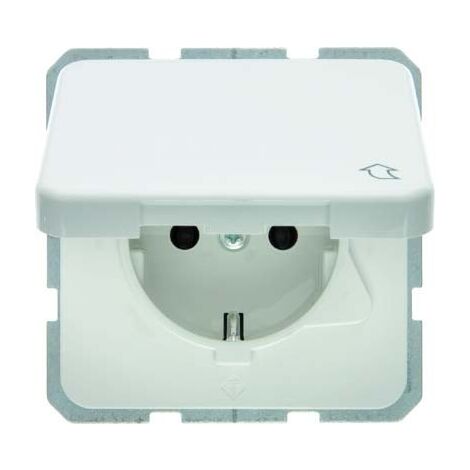 BERKER 471509 STECKDOSE SCHUKO MIT KLAPPDECKEL WG UP IP44 POLARWEIß, GLÄNZEND