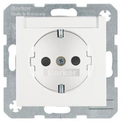 BERKER 47498989 Steckdose SCHUKO mit Beschriftungsfeld Berker S.1/B.3/B.7 polarweiß, glänzend-'1003947'