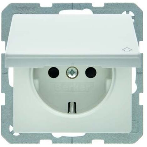 BERKER 47516089 STECKDOSE SCHUKO MIT KLAPPDECKEL BERKER Q.1 POLARWEIß, SAMT