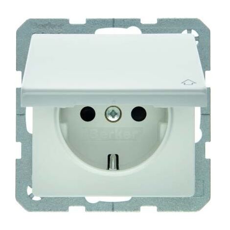 BERKER 47516089 STECKDOSE SCHUKO MIT KLAPPDECKEL BERKER Q.1 POLARWEIß, SAMT