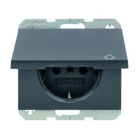 BERKER 47517106 STECKDOSE SCHUKO MIT KLAPPDECKEL BERKER K.1 ANTHRAZIT, MATT