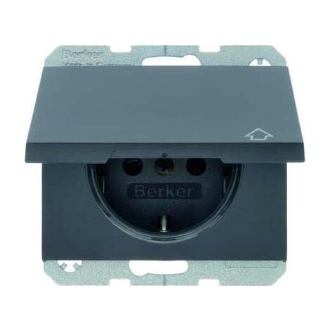 BERKER 47517206 STECKDOSE SCHUKO MIT KLAPPDECKEL BERKER K.1 ANTHRAZIT, MATT