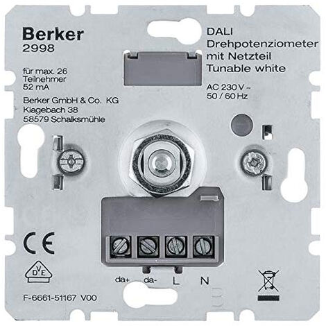 BERKER DALI 2998 POTENTIOMèTRE DE ROTATION AVEC FILET UNITé DE COMMANDE POUR SYSTèME DE RéGLAGE DE LA LUMIèRE 4011334510093