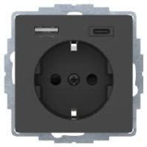 Berker Schuko USB prise anthracite velours laqué