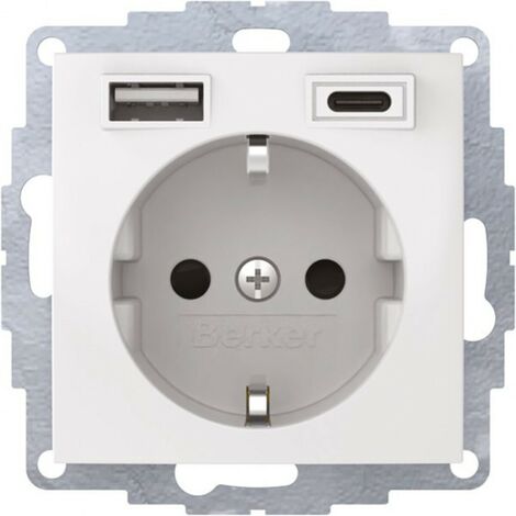 SCHUKO Steckdose mit USB-Ladegerät Typ A und Typ C, Merten System M-Pure,  Anthrazit