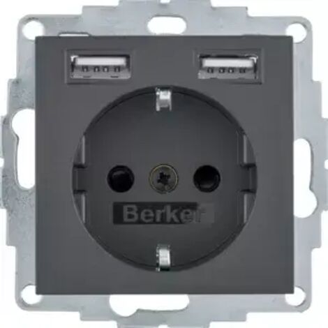 Berker Steckdose SCHUKO/USB, B.x, anthrazit mt. 48031606