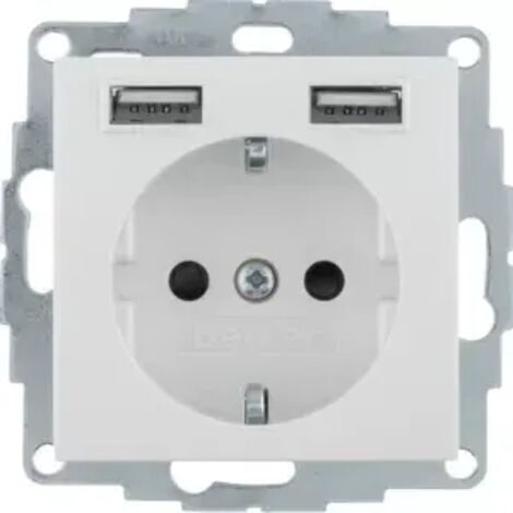 Berker Steckdose SCHUKO/USB, S.1, weiß glänzend 48038982
