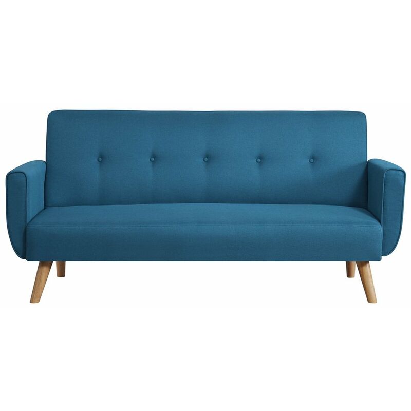 Canapé droit 3 places Bleu Tissu Pas cher Moderne Confort