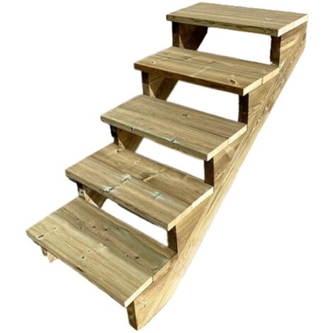 Berlin Escalier extérieur bois 5 marches H 88cm L-80cm - sans contre marche
