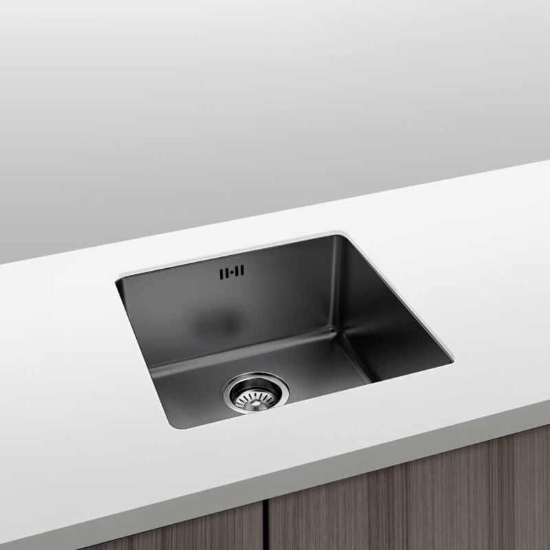 Gresinex - Berlin Inox Noir Evier à encastrer - 20 Cm Profondeur - 20 Cm Taille: 40x40