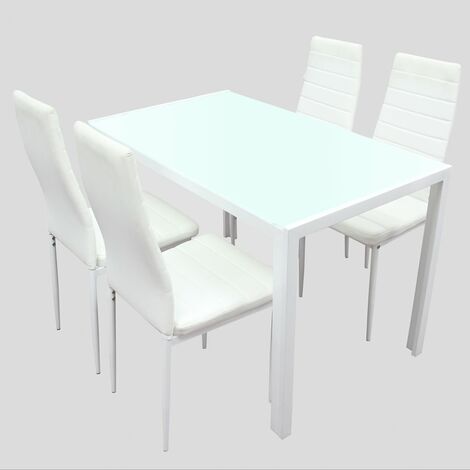 main image of "Berlin White Dining Set 4Chair - White"
