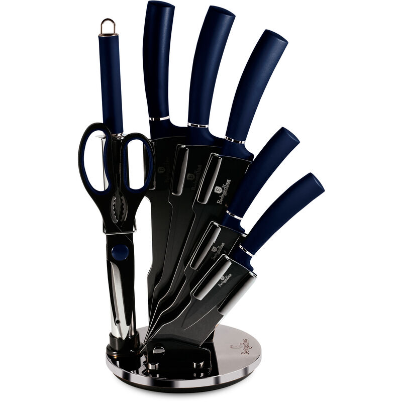 Berlinger Haus Aquamarine Jeu de Couteaux de Cuisine Professionnel Acier inox Couteau Chef Santoku 8 Pcs Bleu marine - Bleu marine