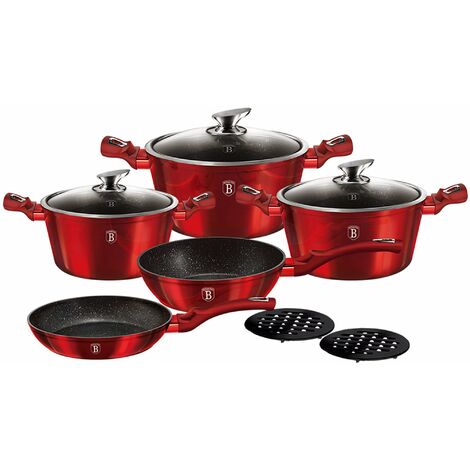 Berlinger Haus Burgundy Batterie de Cuisine à Induction 10 Pièces Aluminium Antiadhésif sans PFOA Rouge - Rouge