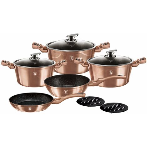 Berlinger Haus Rose Gold Batterie de Cuisine à Induction 10 Pièces Aluminium Antiadhésif sans PFOA Or rose - Or rose