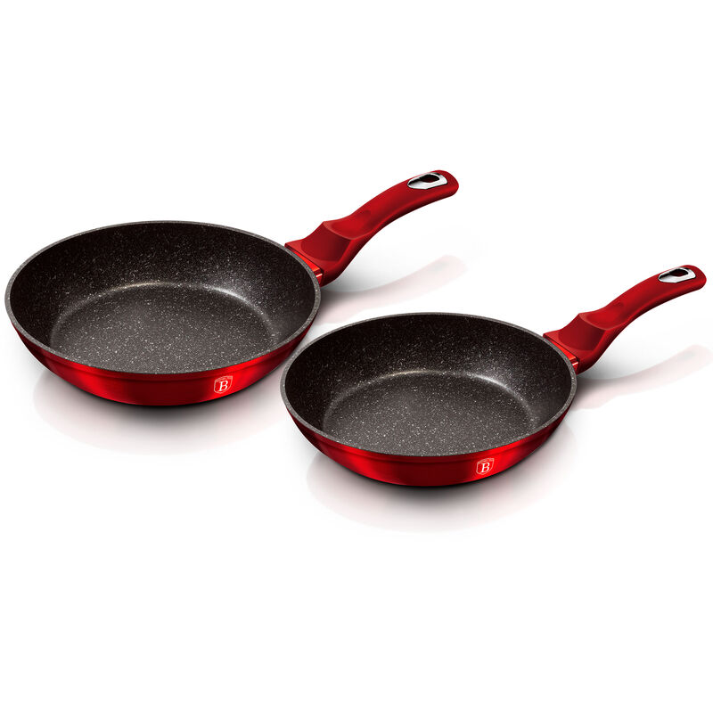 

Berlinger Haus Set 2 Sartenes 22 - 26cm, Inducción, Aluminio Forjado, Antiadherente Ecológico Mármol sin PFOA Rojo