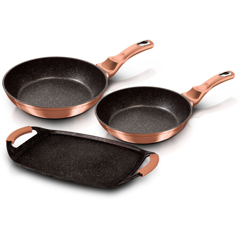 

Berlinger Haus Set 2 Sartenes 22 -26cm, Plancha de Asar Inducción, Aluminio, Antiadherente Ecológico sin PFOA Oro Rosado