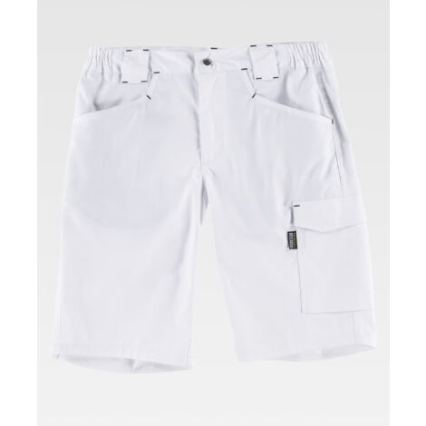 Bermuda de tejido elástico con trabilla porta martillo WORKTEAM Combi B4035  Blanco - M