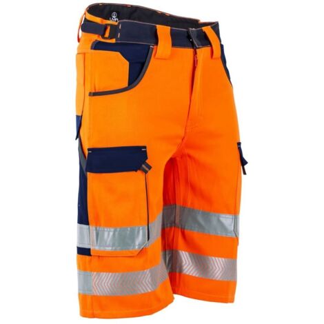 Bermuda de travail multipoches haute visibilité LMA CHANDELLE Orange / Marine 38