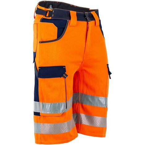 Bermuda de travail multipoches haute visibilité LMA CHANDELLE Orange / Marine 52