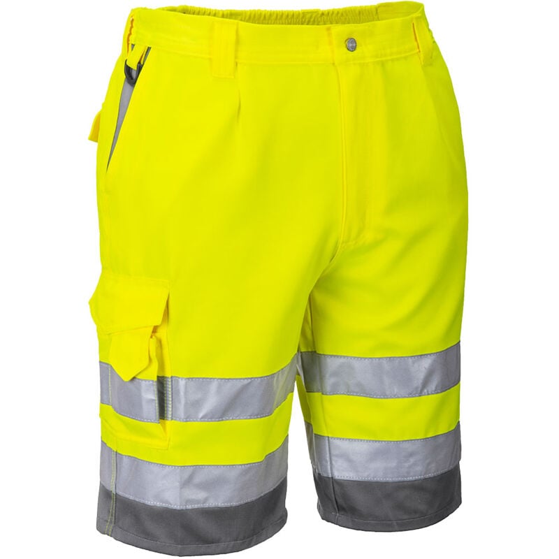 Bermuda HiVis Poly-coton couleur : Jaune/Gris taille xs Portwest