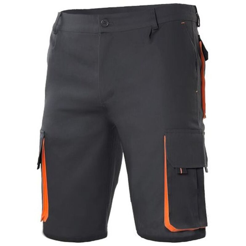 

Bermuda bicolor multibolsillos con pliegues y elástico en cintura Serie 103007 | Negro / Naranja - 60 - Velilla