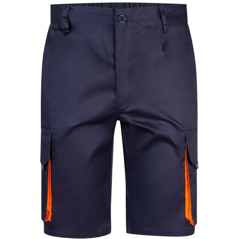 

Bermuda bicolor multibolsillos con pliegues y elástico en cintura Serie 103007 | 60 - Azul marino / Naranja - Velilla