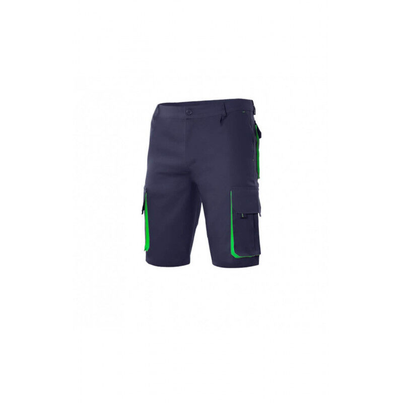 

Bermuda bicolor multibolsillos con pliegues y elástico en cintura Serie 103007 | 40 - Azul marino / Verde lima - Velilla