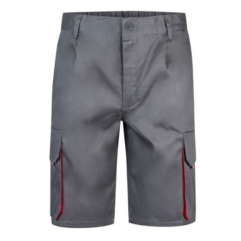 

Bermuda bicolor multibolsillos con pliegues y elástico en cintura Serie 103007 | Gris / Rojo - 54 - Velilla