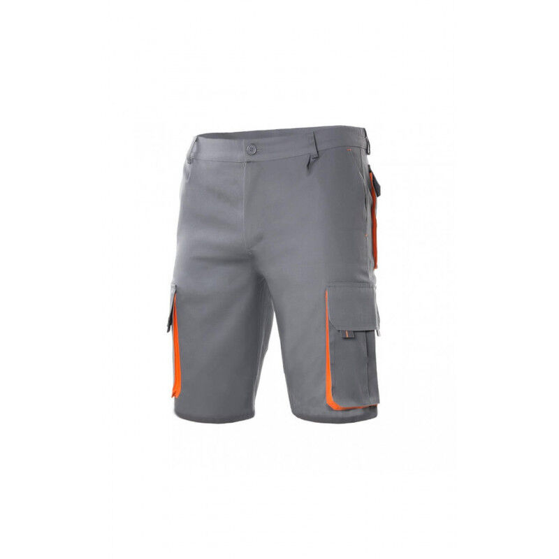 

Bermuda bicolor multibolsillos con pliegues y elástico en cintura Serie 103007 | Gris / Naranja - 58 - Velilla