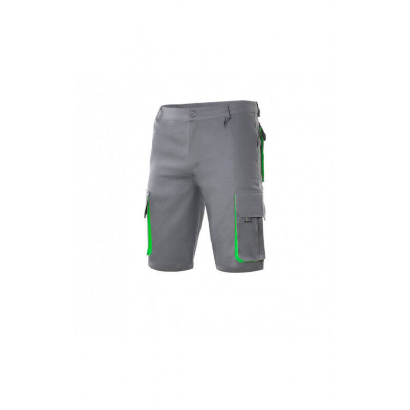

Bermuda bicolor multibolsillos con pliegues y elástico en cintura Serie 103007 | 60 - Gris / Verde lima - Velilla