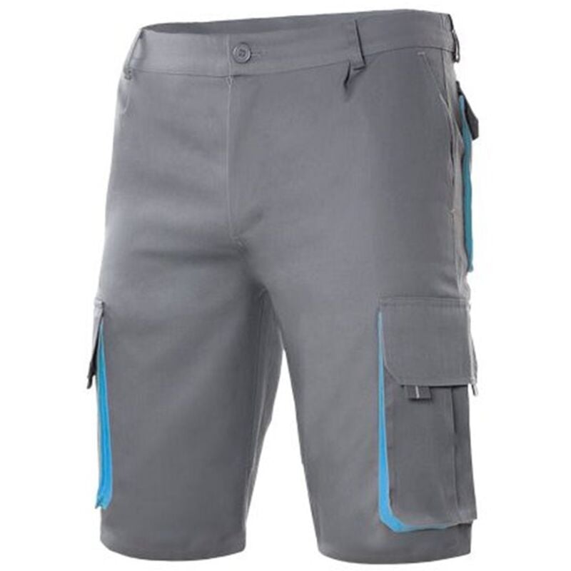 

Bermuda bicolor multibolsillos con pliegues y elástico en cintura Serie 103007 | 46 - Gris / Celeste - Velilla