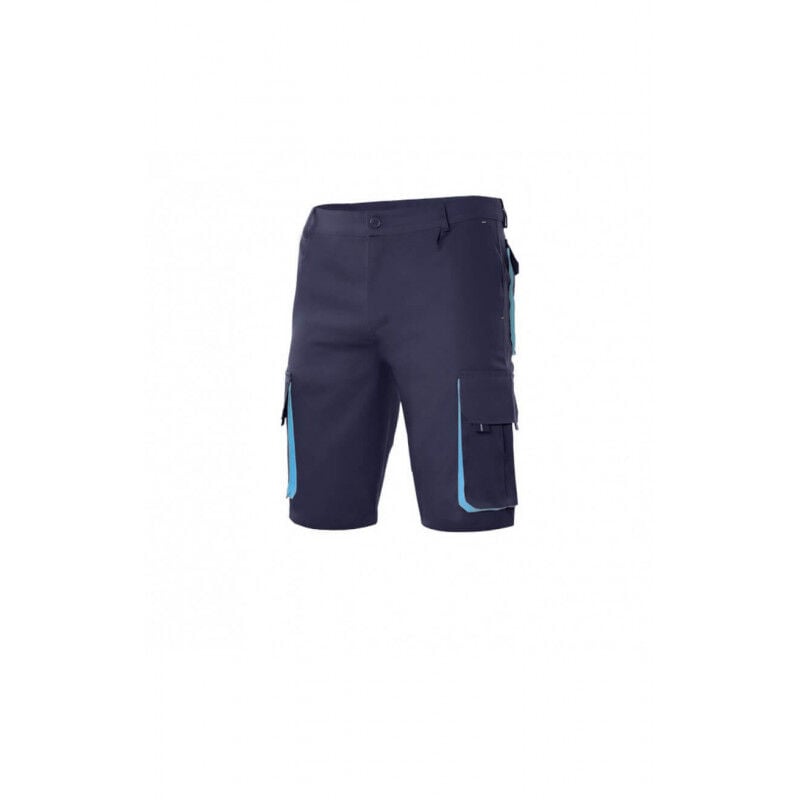 

Bermuda bicolor multibolsillos con pliegues y elástico en cintura Serie 103007 | 50 - Azul navy / Celeste - Velilla