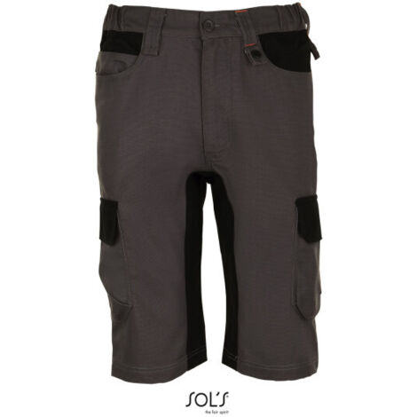 Bermudas De Hombre De Trabajo Bicolor SOL'S IMPULSE PRO 50 Gris Oscuro / Negro