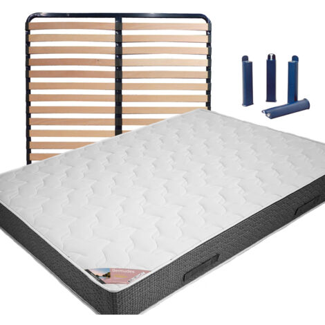 BERMUDES - Pack Matelas + AltoLattes 140x190 + Pieds