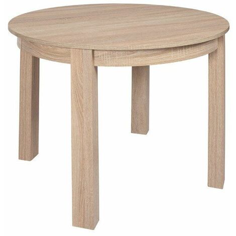 BERNARDIN - Table ronde extensible salle à manger/salon/cuisine - Style scandinave - 95-195x95x76 cm - Taille compacte