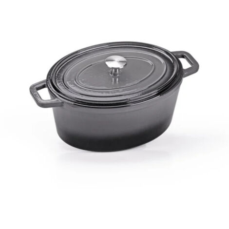 Berndes B.Iron Gray, Casseruola ovale in ghisa smaltata con coperchio cm 31 Lt 6
