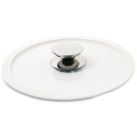 Berndes Coperchio Bombato Bordo Silicone Bianco 24 cm, Vetro Temperato
