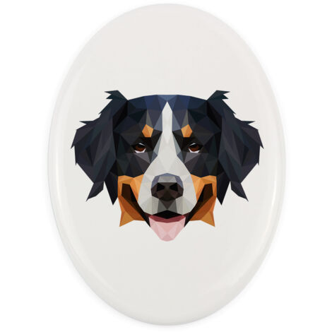 Berner Sennenhund - eine Foto- und geometrische Inschriftfliese von Art-Dog