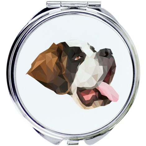Bernhardiner, Heiliger Hund Bernarda - ein Spiegel mit Foto und geometrischer Inschrift von Art-Dog