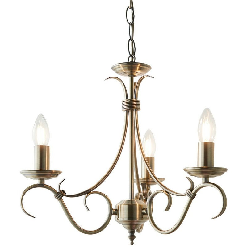 Bernice - 3 Light Multi Arm Ceiling Pendant Antique Brass, E14 - Endon