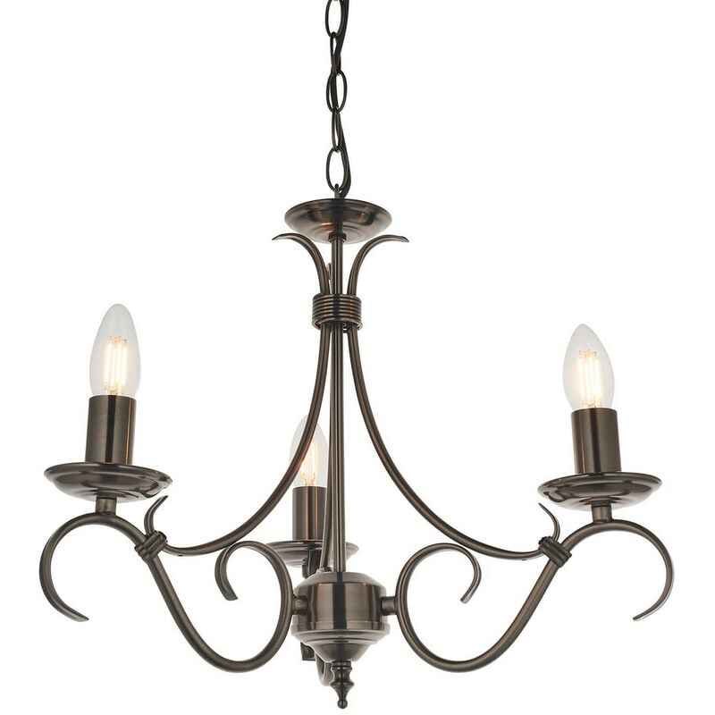 Bernice - 3 Light Multi Arm Ceiling Pendant Antique Silver, E14 - Endon